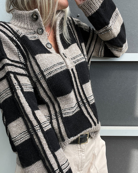 Pullover Knap Turtleneck ternet Farveblok