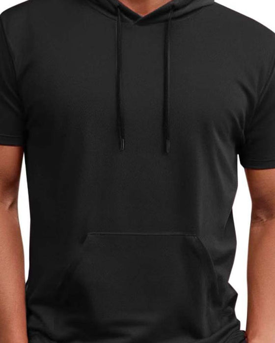 T-Shirt Hætte Hurtig Tør Kort Ærme