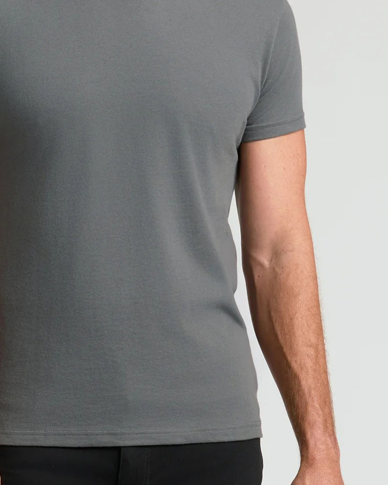 Top Herre Ensfarvet Kort Ærme