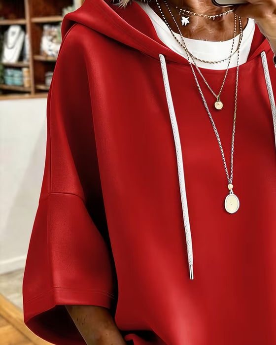 Hoodie Loose Syv-Kvart Ærme