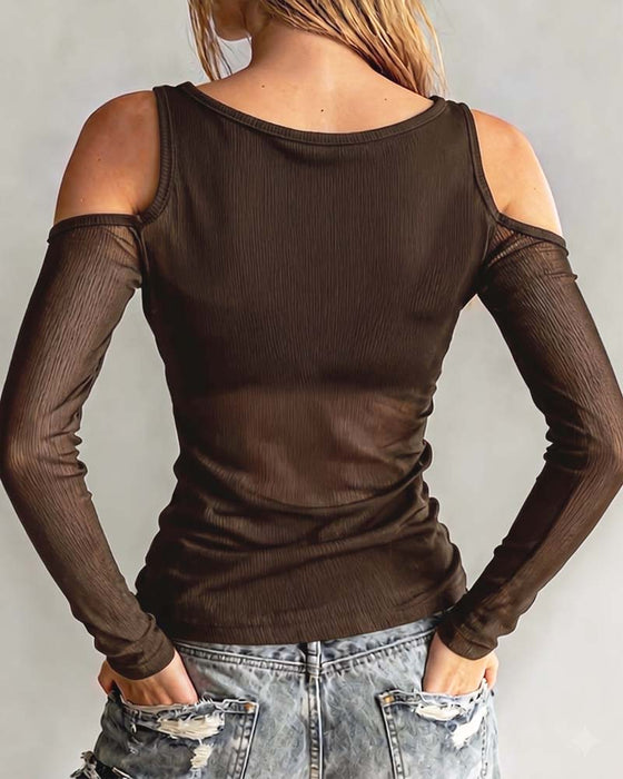 Bluse Kryds Og Tværs V-Hals Off-Shoulder
