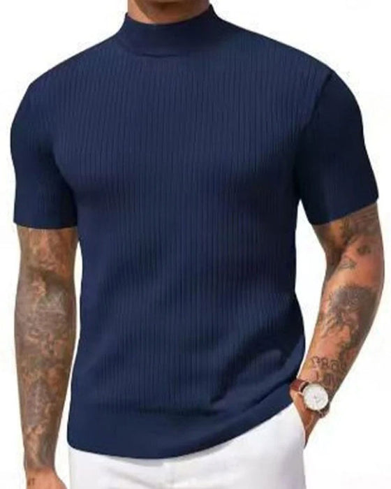 T-Shirt Mock Neck Herre Kort Ærme
