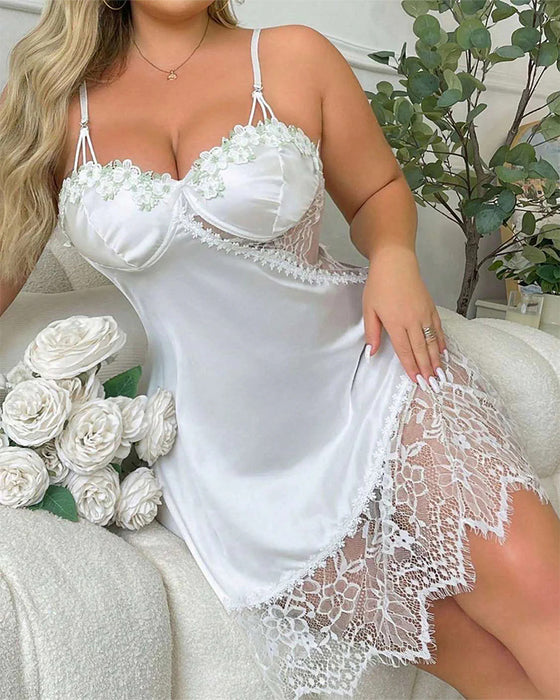 Natkjole Kniplingspyntet Satín