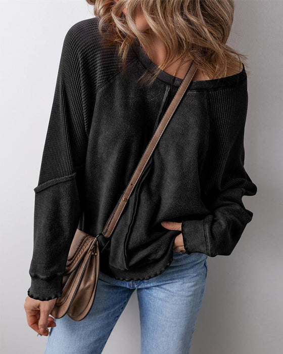 Sweatshirts Omvendt Søm Patchwork Casual