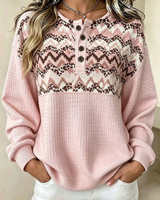 Sweatshirt Rund Hals Vaffel Afslappet