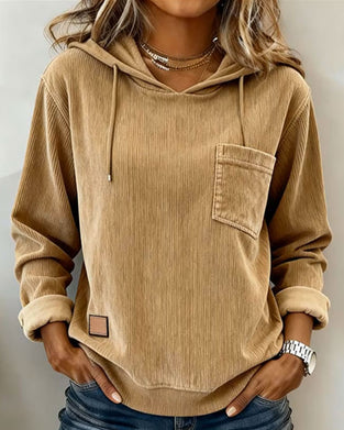 Ensfarvet Hættetrøje Med Lommedesign