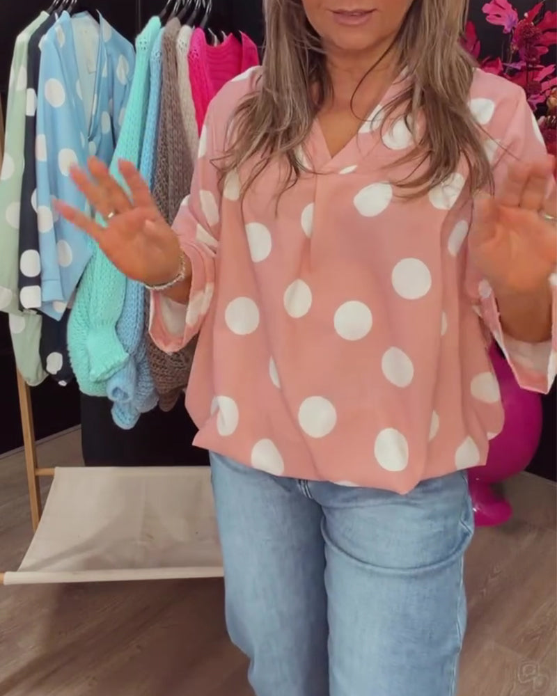 Bluse V-hals Prikket Løs