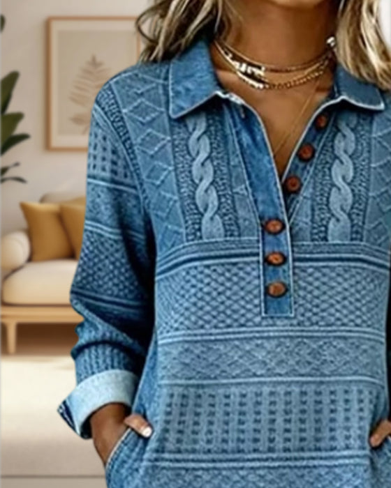 Kjole Moderne Halv Knappet Flip