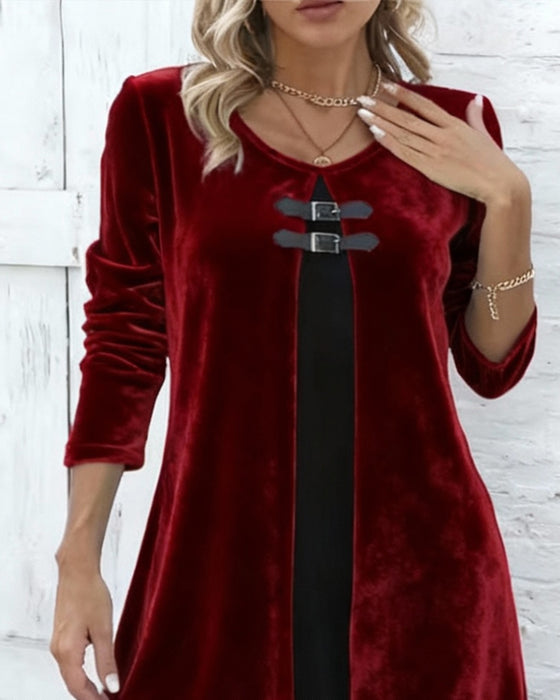 Velourkjole I Falsk Todelt Design