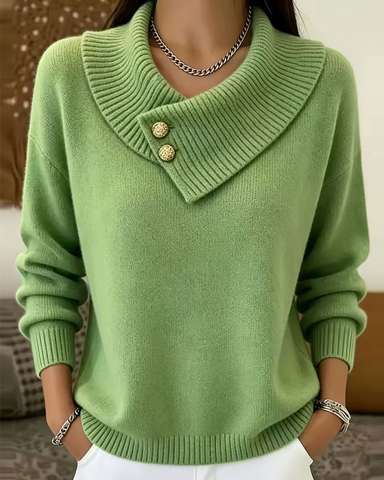 Pullover Diagonal Slag Knap Ensfarvet