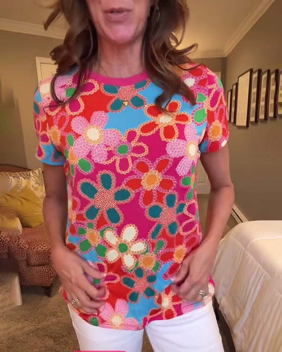 T-Shirt Slim Fit Korte Ærmer Trykt