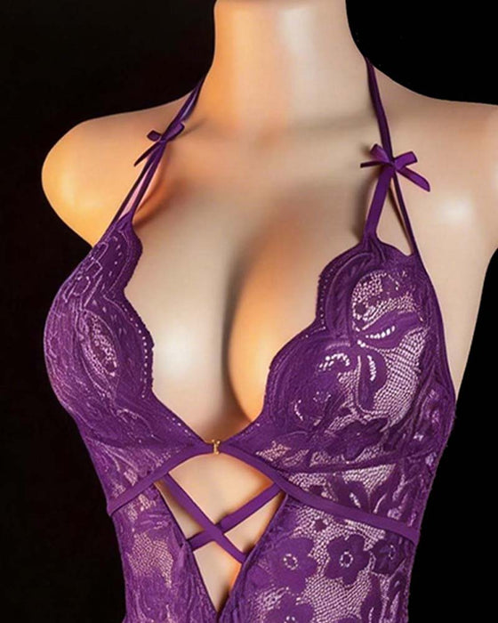 Sexy Lingerie Ensfarvet Krydsede Remme