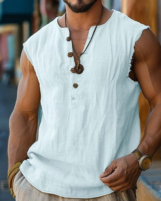 Tanktop Mænd Afslappet Ensfarvet