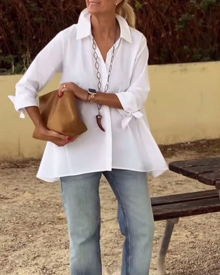 Langærmet Casualskjorte Med Jakkeslag