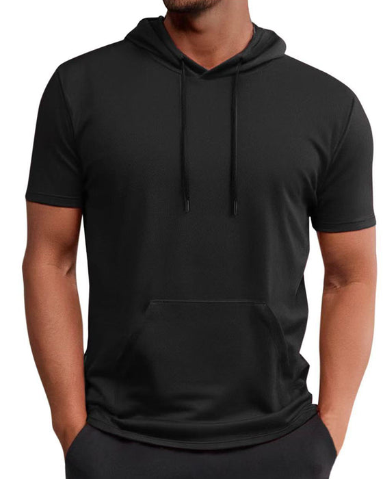 T-Shirt Hætte Hurtig Tør Kort Ærme