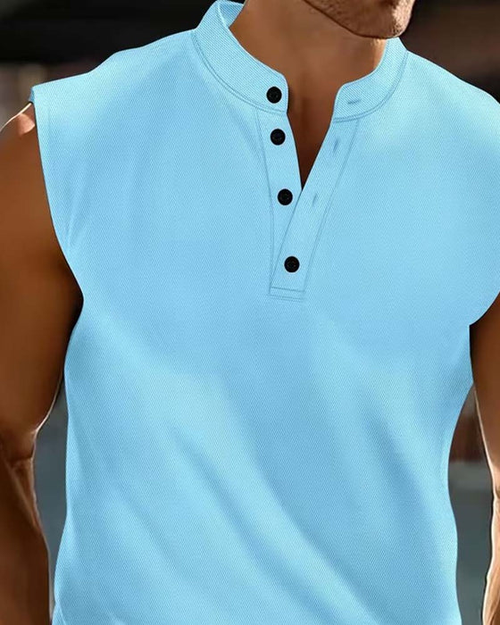 Tanktop Mænd Henley Ensfarvet Sport