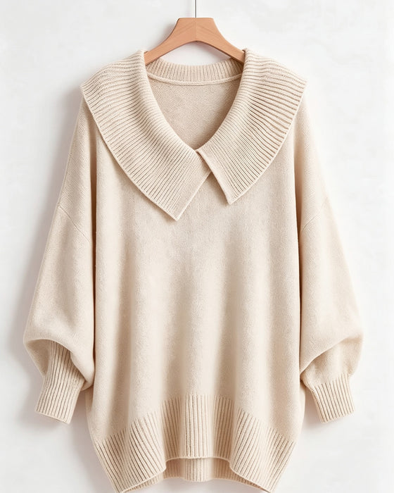 Sweater Uregelmæssig Slag Ensfarvet
