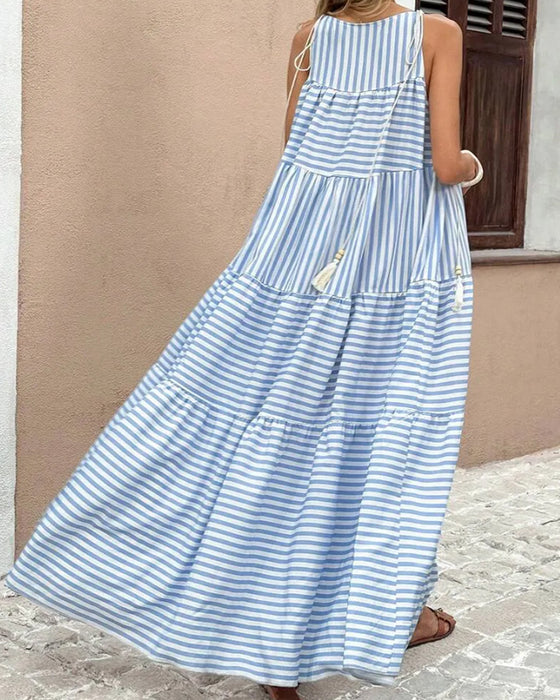 Kjole Stribet Halter Lagdelt