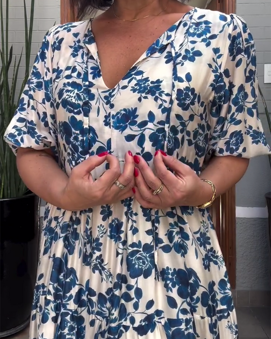 Kjole Kortærmet Blomsterprint