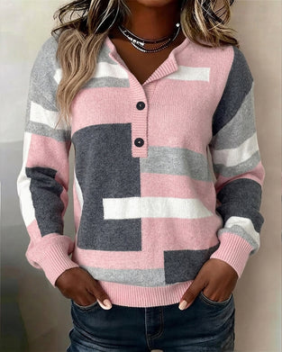 Sweater Ternet Knapper Foran Lang Ærme