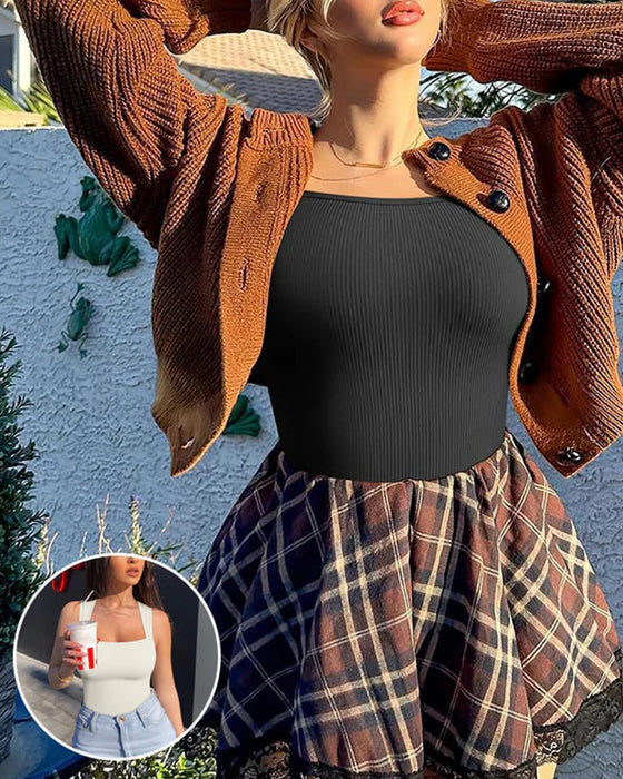 Ensfarvet bodysuit uden ærmer