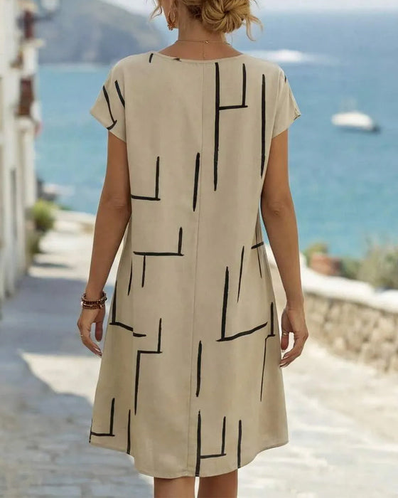 Kjole Dame Sommer Casual Tryk Rund Hals
