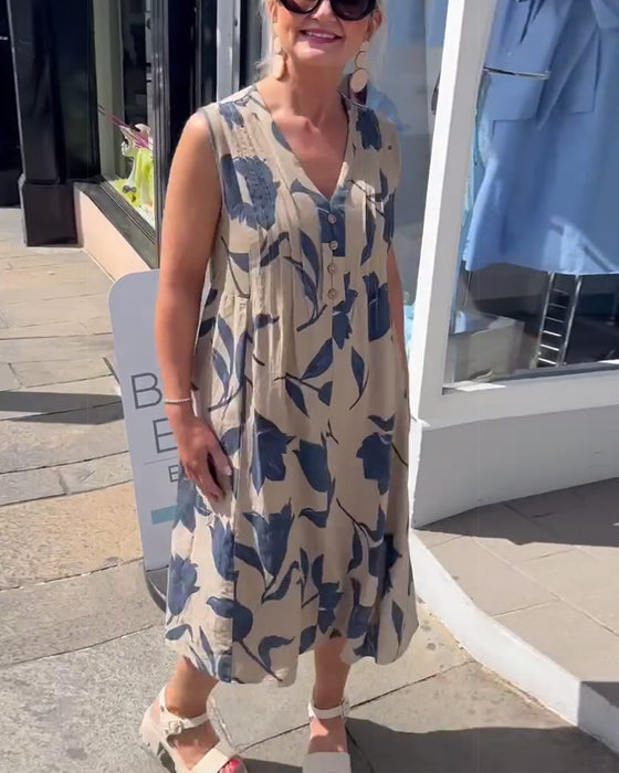 Kjole V-Hals Ærmeløs Trykt