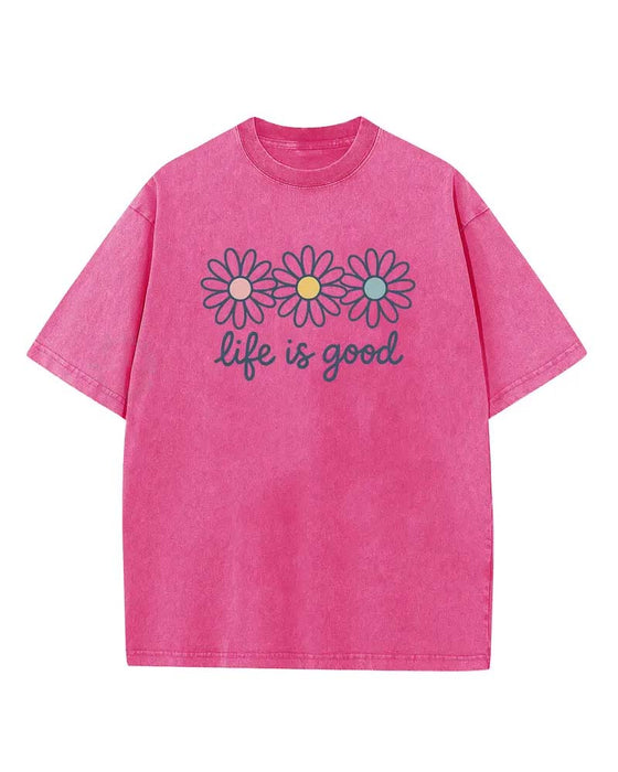 T-Shirt Tusindfryd Tryk Afslappet Slidt