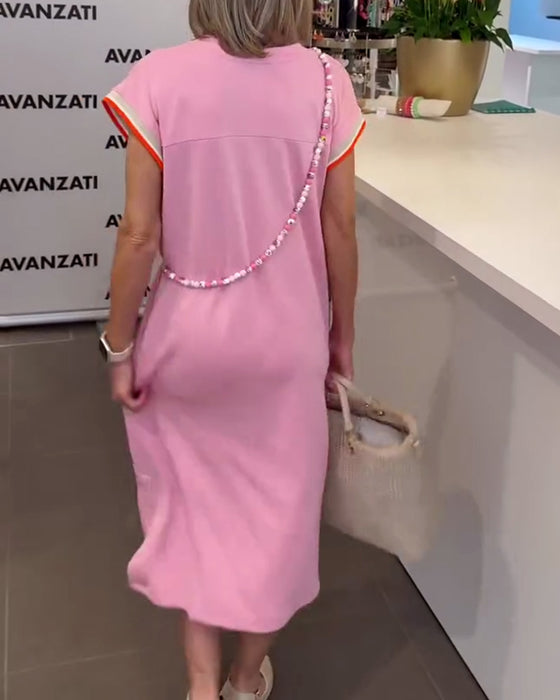 Kjole Lotusbladærmer V-Hals Afslappet Slids