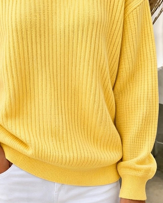 Sweatshirt Casual Ensfarvet Lang Ærme