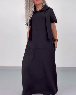 Kjole Ensfarvet Hættetrøje Casual