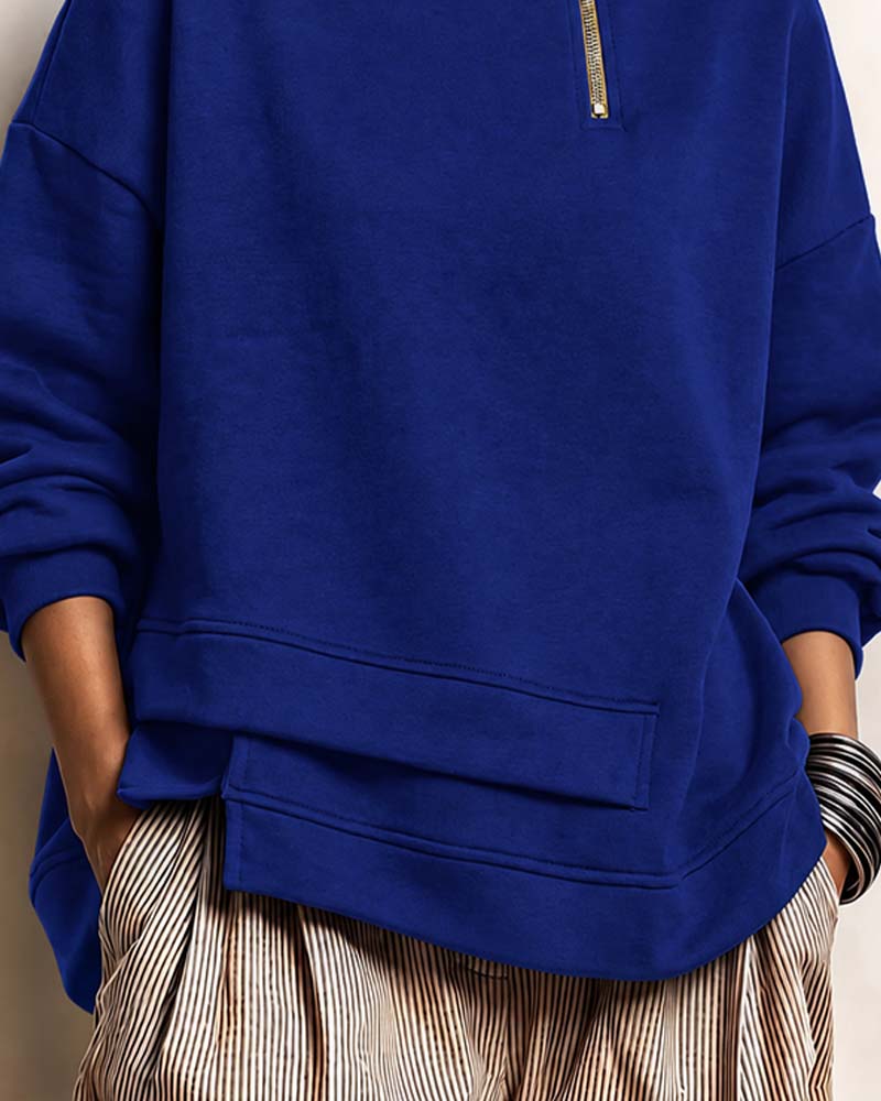 Sweatshirt Turtleneck Lynlås Uregelmæssig