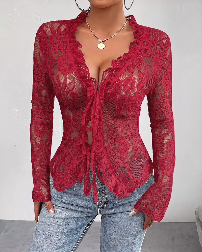 Bluse V-Hals Bind Blonde