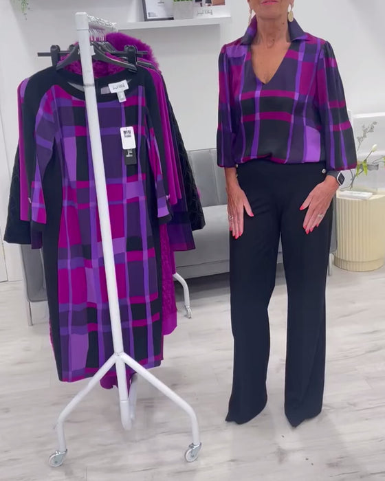 Ternet bluse med V-hals
