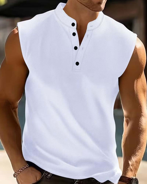 Tanktop Mænd Henley Ensfarvet Sport