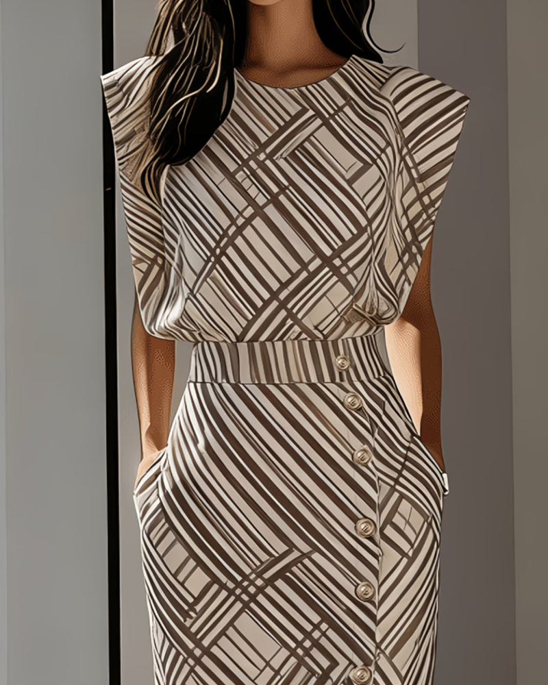 Kjole Geometrisk Talje Elegant