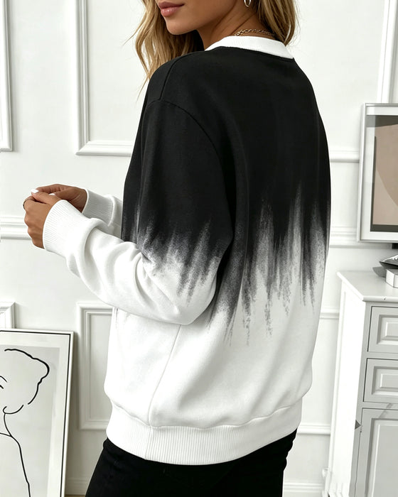 Sweatshirt Casual Gradient Langærmet