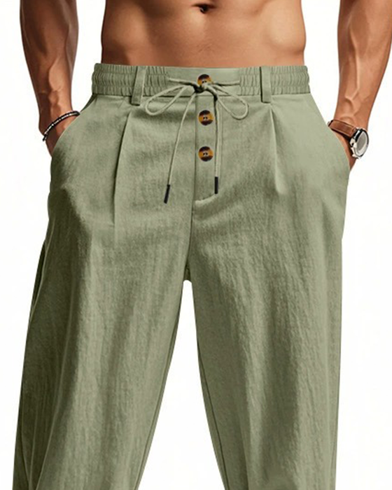 Bukser Casual Ensfarvet Lige Ben