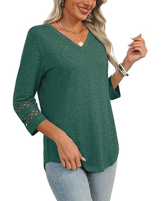 V-Hals T-shirt Med Hullet Krage Design