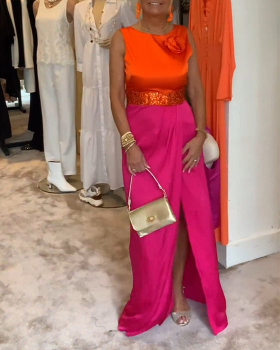 Tofarvet kjole uden ærmer