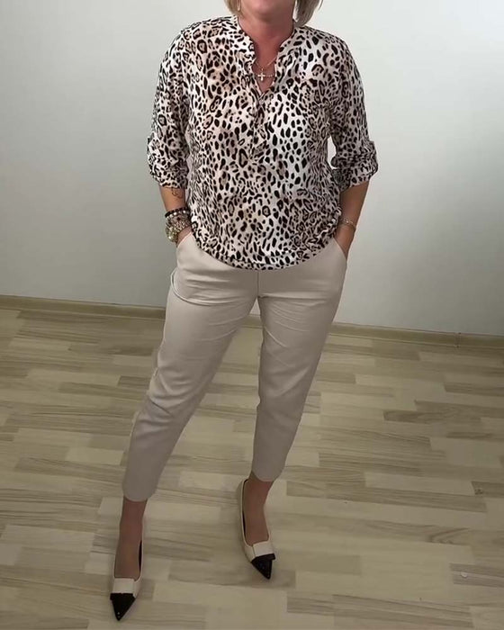 Bluse Ståkrave Mode Leopard