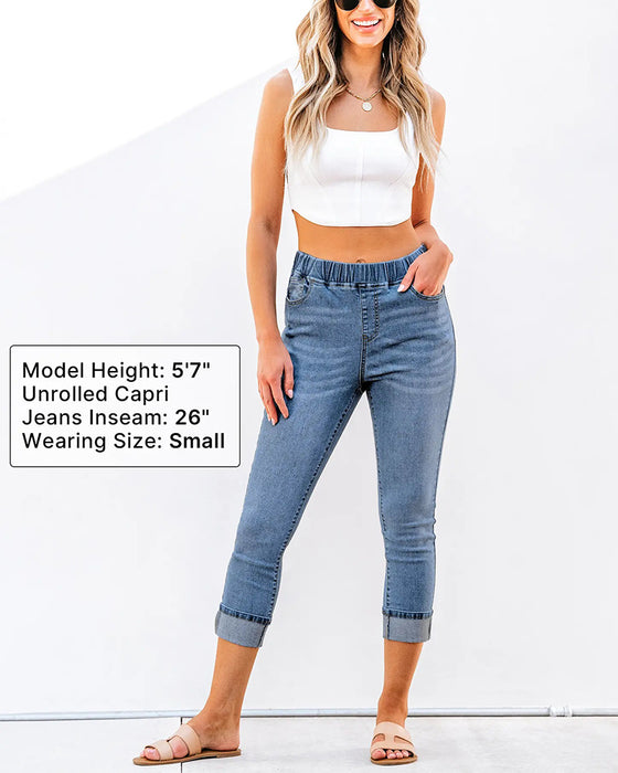 Jeans Elastisk Talje Capri