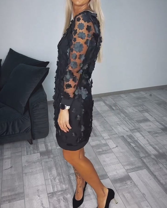 Kjole Med Patchworkdetaljer Og 3d-Blomster