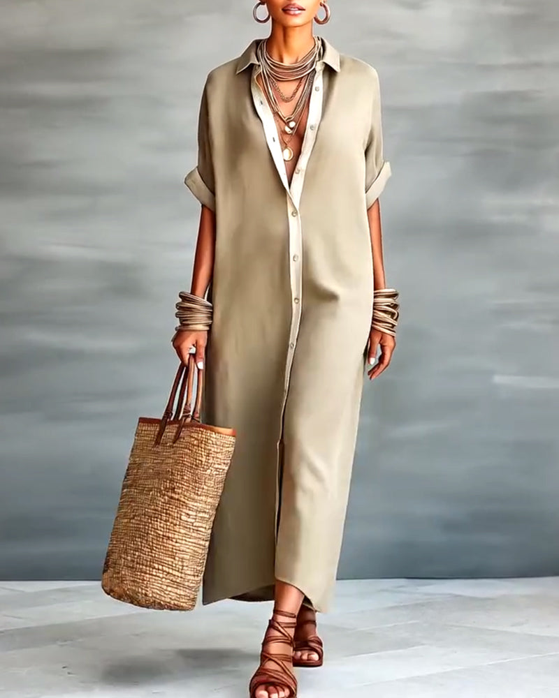 Skjortekjole Elegant Reverskrave Draperet