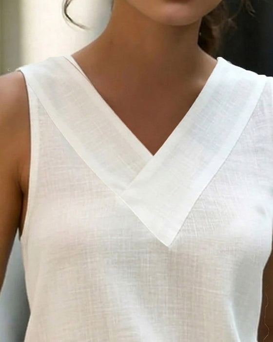Tank Top Ærmeløs V-Hals Kors