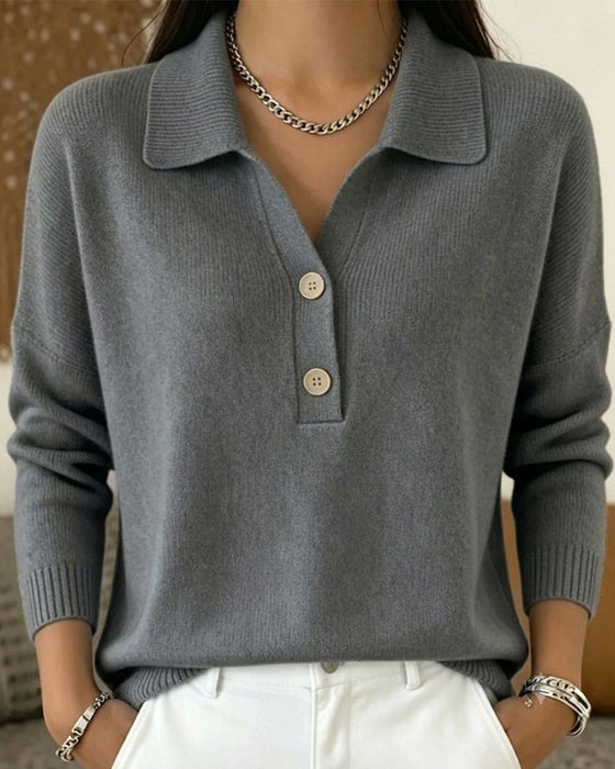 Pullover Halvknap Knap Casual