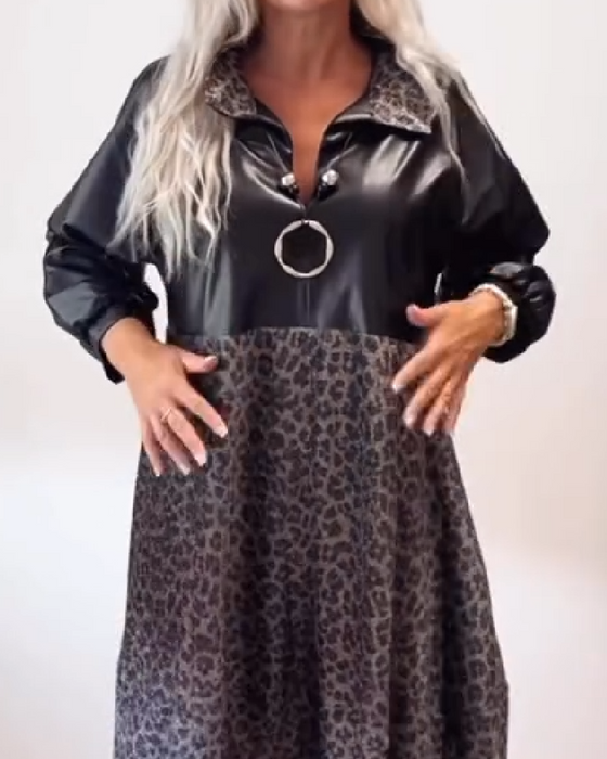 Kjole Med Leopardtryk Og Lappearbejde