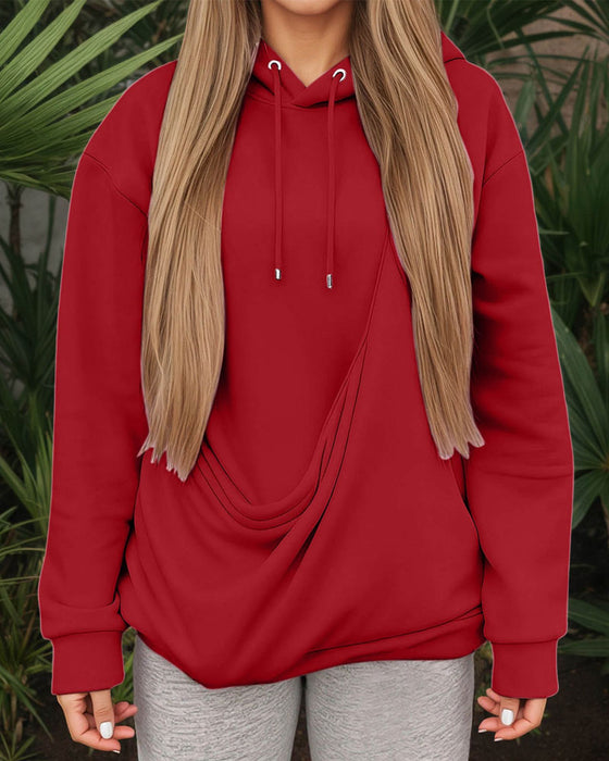 Hoodie Stor Lomme Ensfarvet