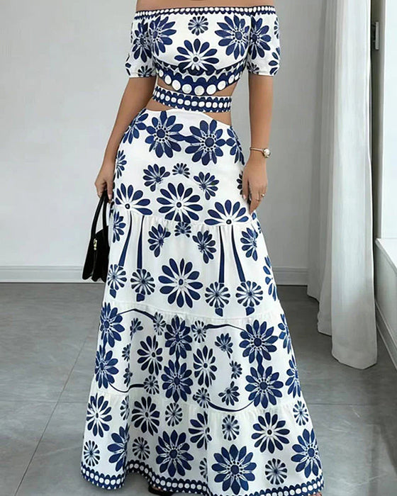 Kjole Off-Shoulder Blomstrende Udskæring