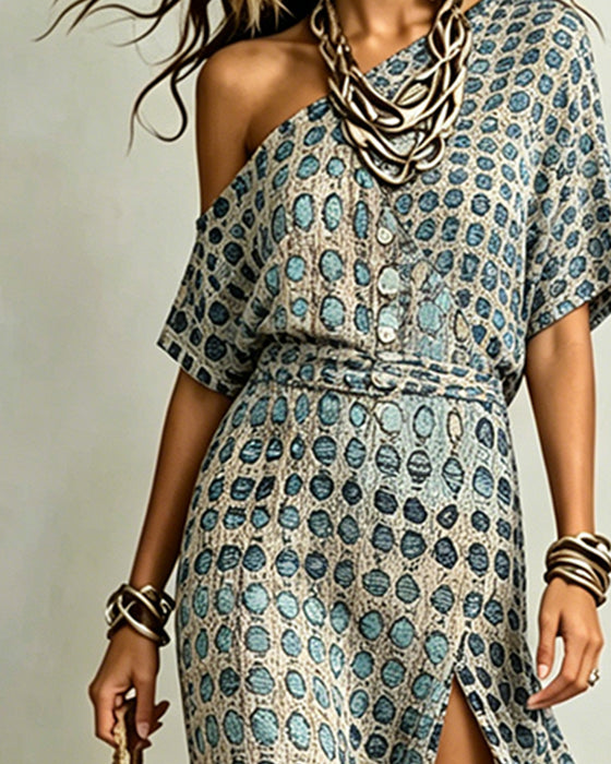 Kjole Off-Shoulder Polka Dot Slids